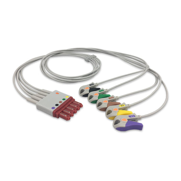 6017378 ECG Wires PH Type-Chest leads 5-leads - Pinch Clamp / Grabber (IEC) - 805