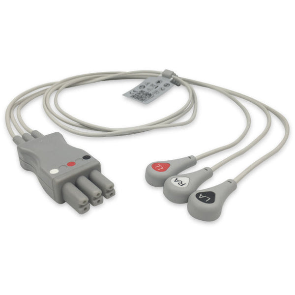 6017185 ECG Wires SM-Type 3-leads - Press Stud (AHA) - 812