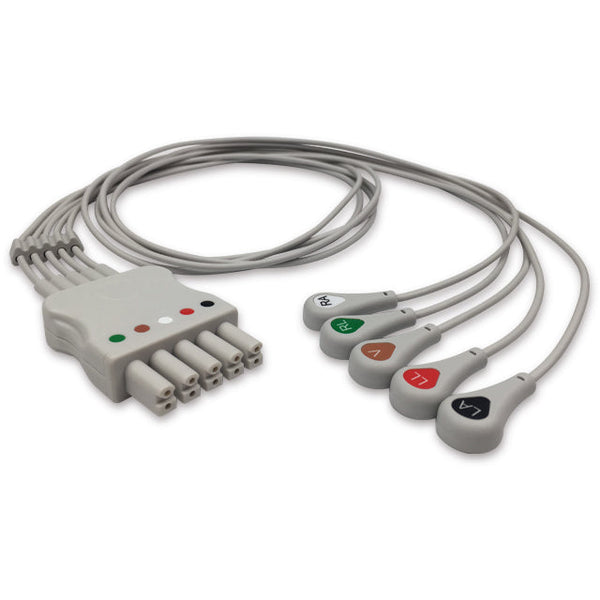 6017403 ECG Wires SM-Type 5-leads - Press Stud (AHA) - 813
