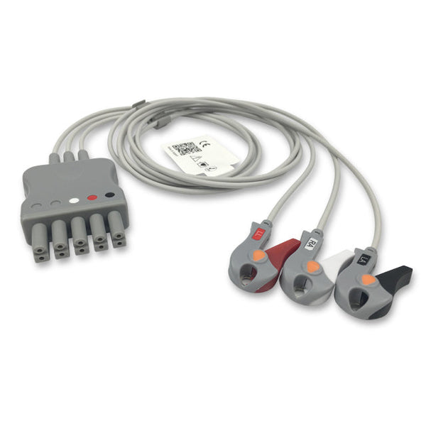 6017187 ECG Wires SM-Type 3-leads - Pinch Clamp / Grabber (AHA) - 814
