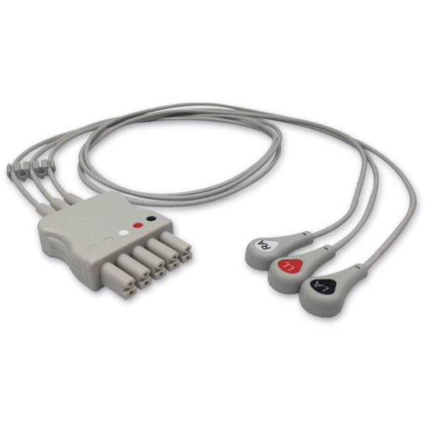 6017189 ECG Wires SM-Type 3-leads - Press Stud (AHA) - 814