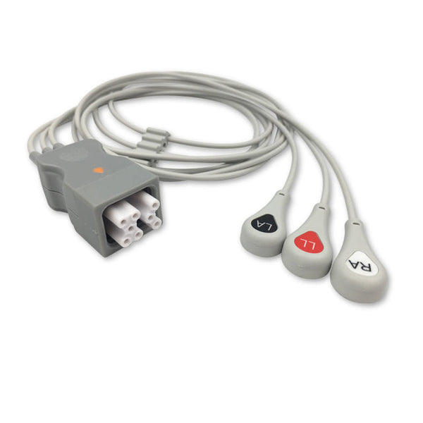 6017293 ECG Wires AF-Type 3-leads - Press Stud (AHA) - 809