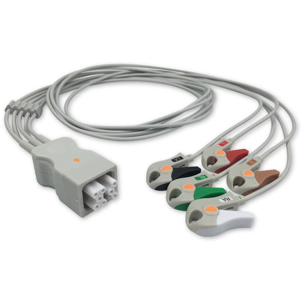6017501 ECG Wires AF-Type 5-leads - Pinch Clamp / Grabber (AHA) - 810