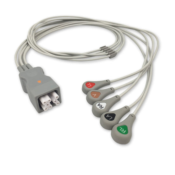 6017503 ECG Wires AF-Type 5-leads - Press Stud (AHA) - 810