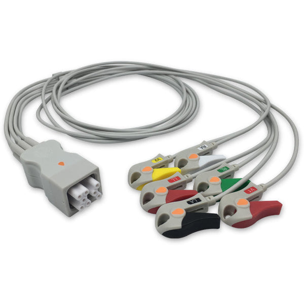 6017649 ECG Wires AF-Type 6-leads - Pinch Clamp / Grabber (AHA) - 811