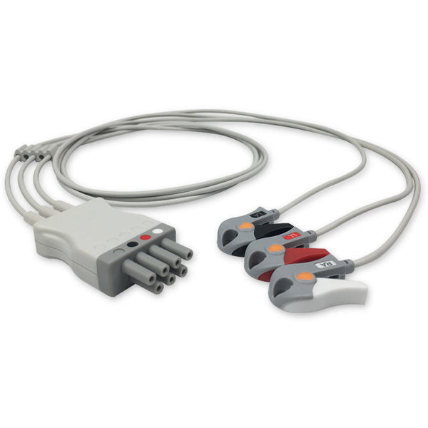 6017295 ECG Wires TEL-Type 3-leads - Pinch Clamp / Grabber (AHA) - 830