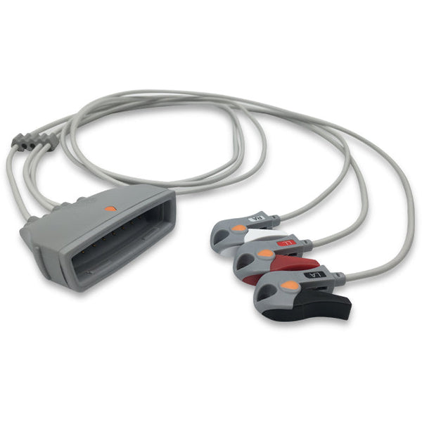 6017275 ECG Wires Philips-MX40 3-leads - Pinch Clamp / Grabber (AHA) - 855Z