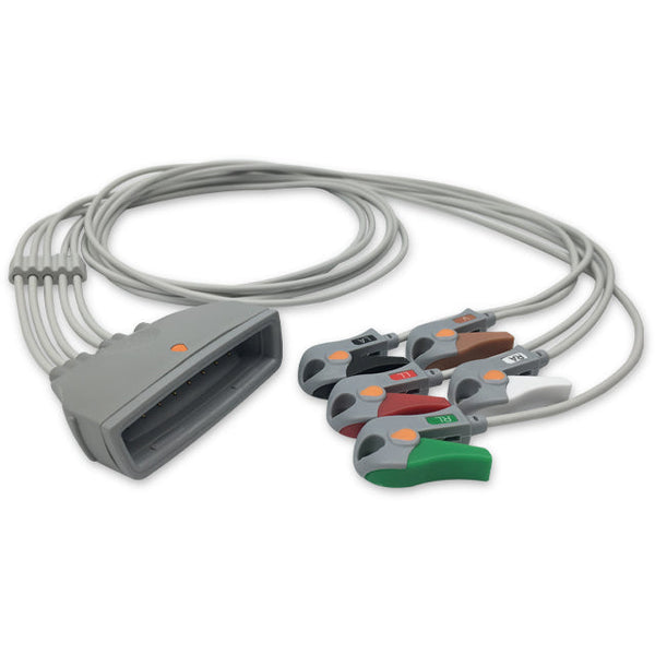 6017489 ECG Wires Philips-MX40 5-leads - Pinch Clamp / Grabber (AHA) - 855Z