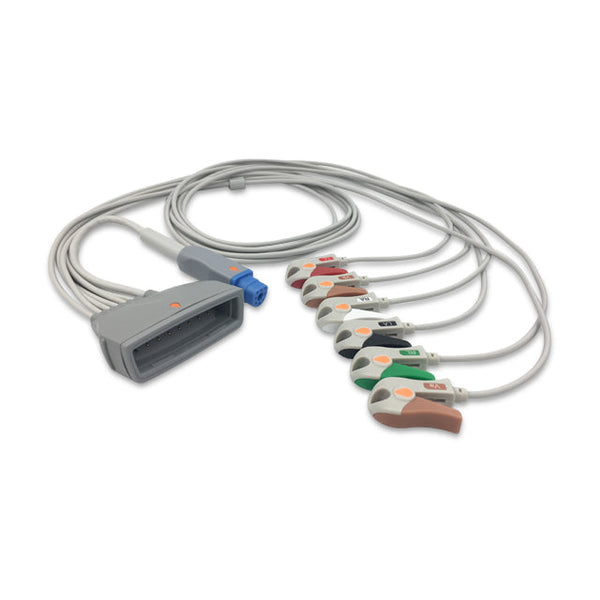 6017641 ECG Wires Philips-MX40+PhilipsSpO2 Cable 6-lds- Pinch Clamp / Grabber (AHA)