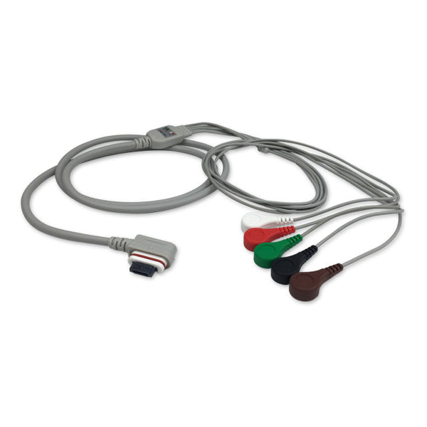 6017519 ECG Wires GE SEER Light Holter 5-leads - Press Stud (AHA)