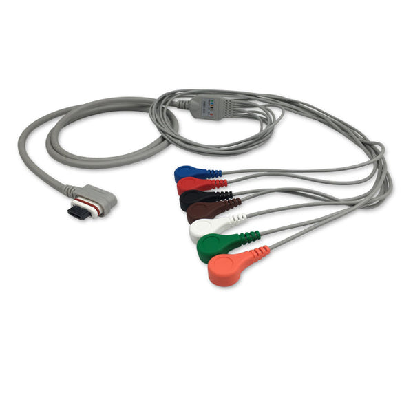 6017671 ECG Wires GE SEER Light Holter 7-leads - Press Stud (AHA)