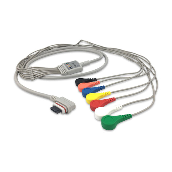 6017672 ECG Wires GE SEER Light Holter 7-leads - Press Stud (IEC)