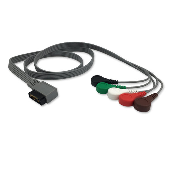 6017511 ECG Wires Philips Zymed DigiTrak PLUS 5-lds - Press Stud (AHA)