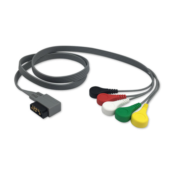6017512 ECG Wires Philips Zymed DigiTrak PLUS 5-lds - Press Stud (IEC)