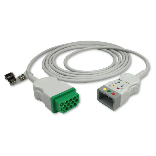 6016619 ECG Wires comp. w/ GE Marquette - DX Type - 3-leads (IEC)