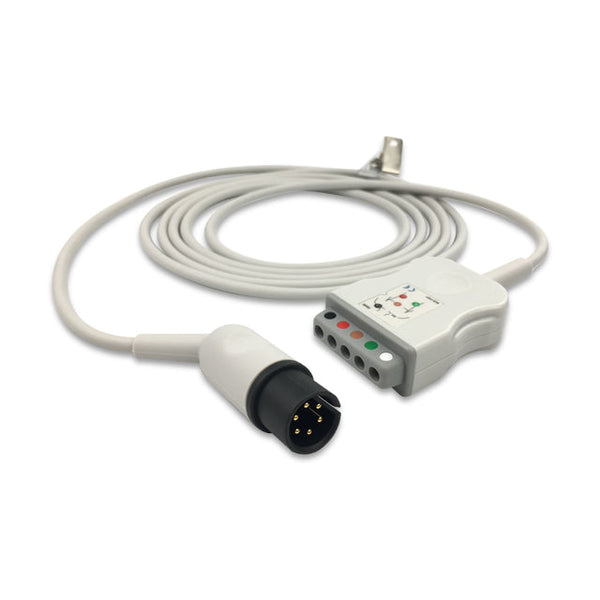 6016908 ECG Wires c/w AA Type MI 6P (Elbow) - D-Type - 5-leads (AHA)